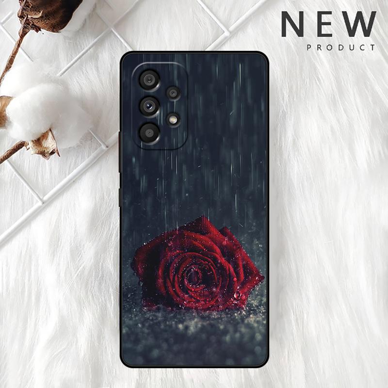 Bright Red Rose Flowers Case For Samsung Galaxy A54 A52 A14 5G A53 A12 A13 A71 A23 A34 A33 A21s Phone Cover