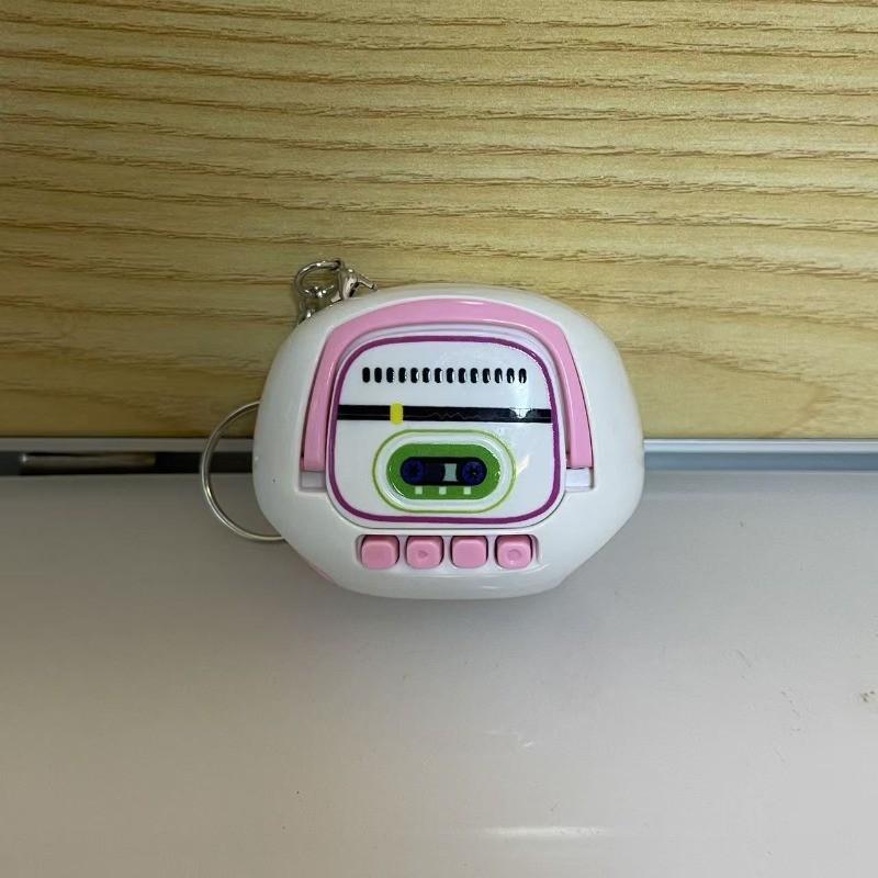 Vintage Cassette Recorder Design Keychain Soundable Hanging Ornament Fun Backpack Charm Gift for Children Students Party Favors and Classroom Rewards