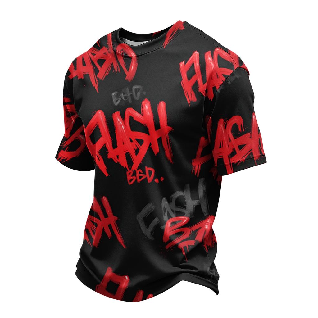 Men's Casual Short Sleeve T-Shirt Lightweight Breathable Fabric Crew Neck Halloween Themed Printed Top for Everyday Wear