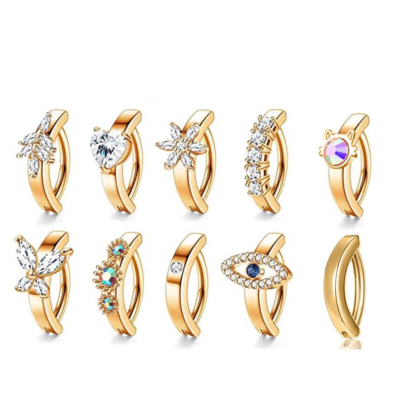 Cross -Border European And American Light Navel Rings Inlaid Diamond -Style Belly Button Buckle Human Puncture Jewelry