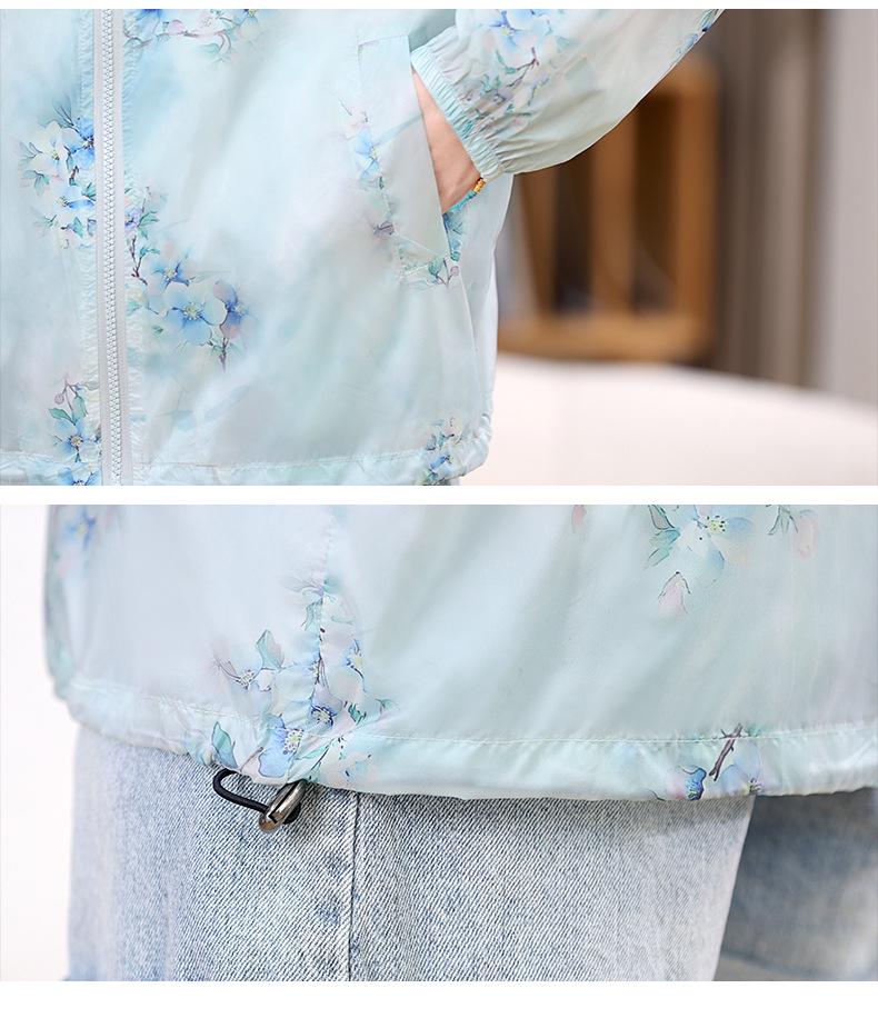 2025 Women's Lightweight Hooded Sun Protection Jacket - Spring/Summer Breathable, Casual, Printed Outerwear