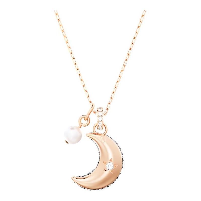 Swarovski Sublima Luna moon-shaped decoration imitation crystal, imitation pearl necklace women's blue 5671585