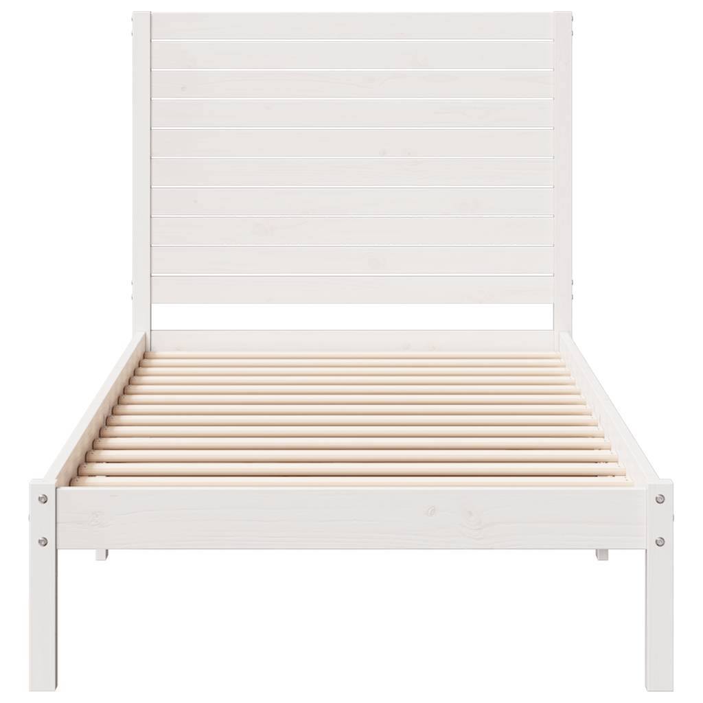 Solid Wood Bed Extra Long Without Mattress White 90x210 Cm