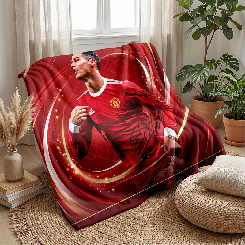 Cristiano Ronaldo Aufdruck Flanelldecke Hautfreundlich Warm Dekorativer Überwurf für Innen Couch Bett Tägliche Nutzung