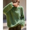 Women's Plush Wool Round Neck Sweater - Seamless, Thickened, Warm, and Versatile for Autumn and Winter.