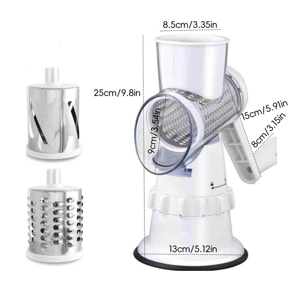Hand-Crank Vegetable Cutter & Slicer Manual Kitchen Cheese Chopper Machine With 3 Adjustable Sharp Drums Multi-Function Garlic Potato Shredder