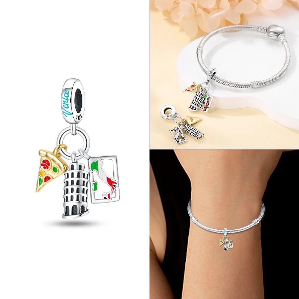 Charms Copper Original French Fries Pizza Wine Bottles Gummy Candies Beads Fit Bracelet Jewelry Women Diy Necklace Gift