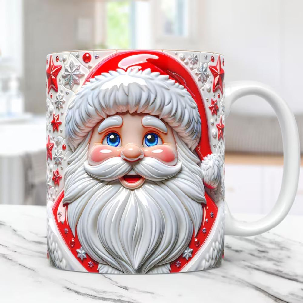 3D Christmas ceramic coffee mug tea cup Santa hat 301-400ml