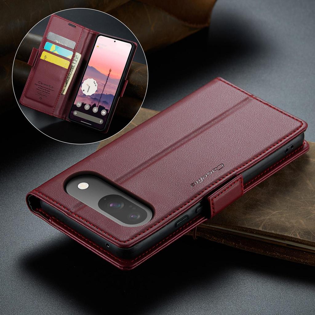 CaseMe-023 For Google Pixel 8 9 Pro/ Pixel 10/11 Pro XL 10A Luxury Magnetic Flip PU Leather Case Wallet Card Slots Cover Stand Protectives Skins Shell