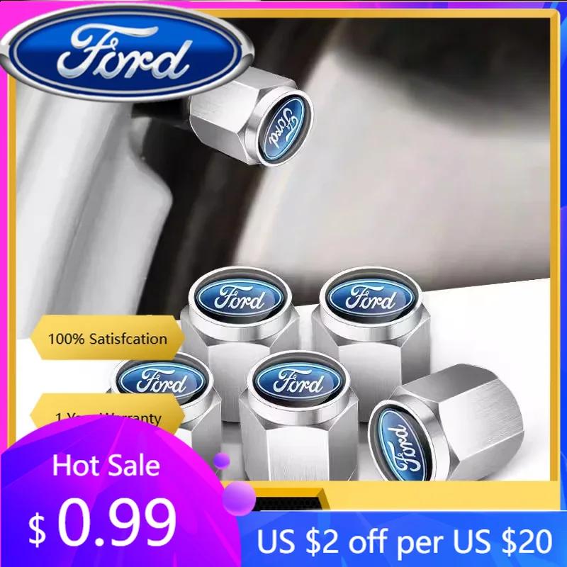 New 2026 Car Sticker For Ford 5PC Metal Car Wheel Tire Valve Cap Air Stem Cover For Ford Fiesta Mustang EcoSport ESCORT Ranger F