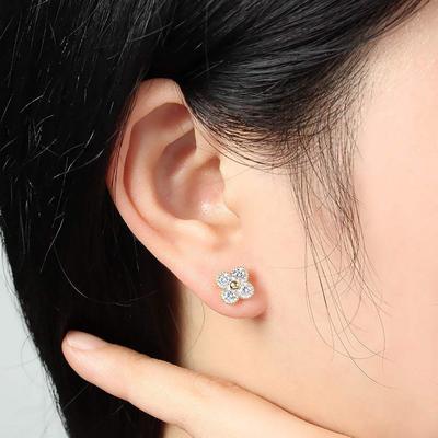 Klee Ohrringe Damen Mit Clip Kubisch Vergoldet Täglich 925 Silber Ohrstecker Silber 925 Ohrringe