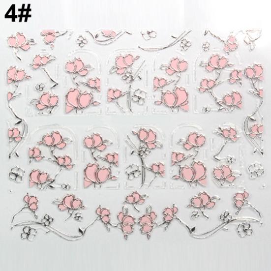 

3D Тисненые Розовые Цветы Дизайн Ногтей Наклейки Советы Маникюрный Инструмент 4