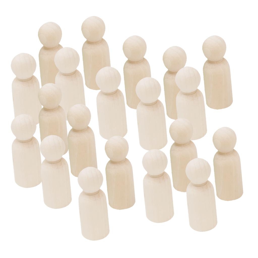 20 Pack Wooden Peg Doll Bodies Unfinished Plain Blank Decorative DIY- - Give Children The Holiday