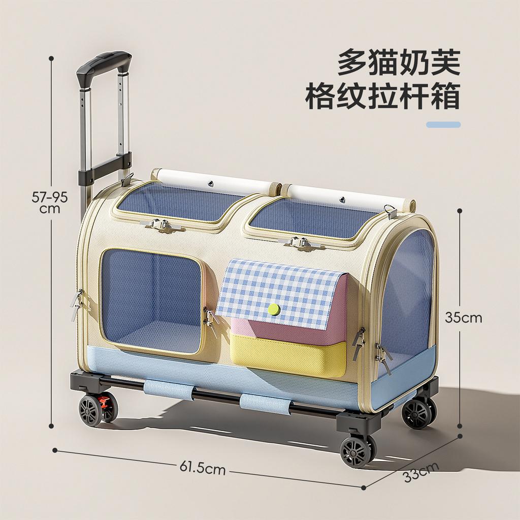 Pet Backpack for Travel Foldable Cat Carrier with Telescopic Handle Large Capacity Kitten Bags Lightweight Puppy Trolley Crate