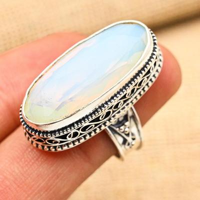 Milky Opal Gemstone Handmade 925 Sterling Silver Women Jewelry Ring