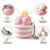 Portable Key Ring Charm 3D Printed Ice Cream Cup Fidget Clicker Keychain, Cute Dessert Stress Toy for Relief Click Toy, Mini Desk Decor Gift