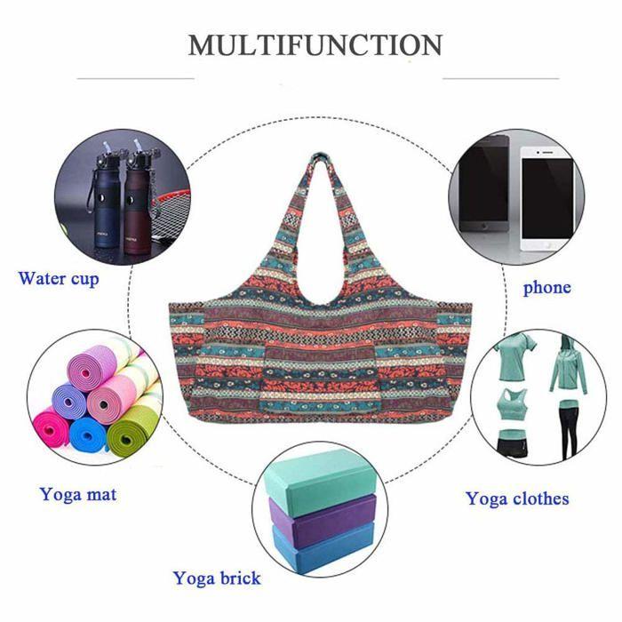 Sac de yoga - mu mianhua - mhyogamat001 - grande capacité - toile de coton - sangle réglable