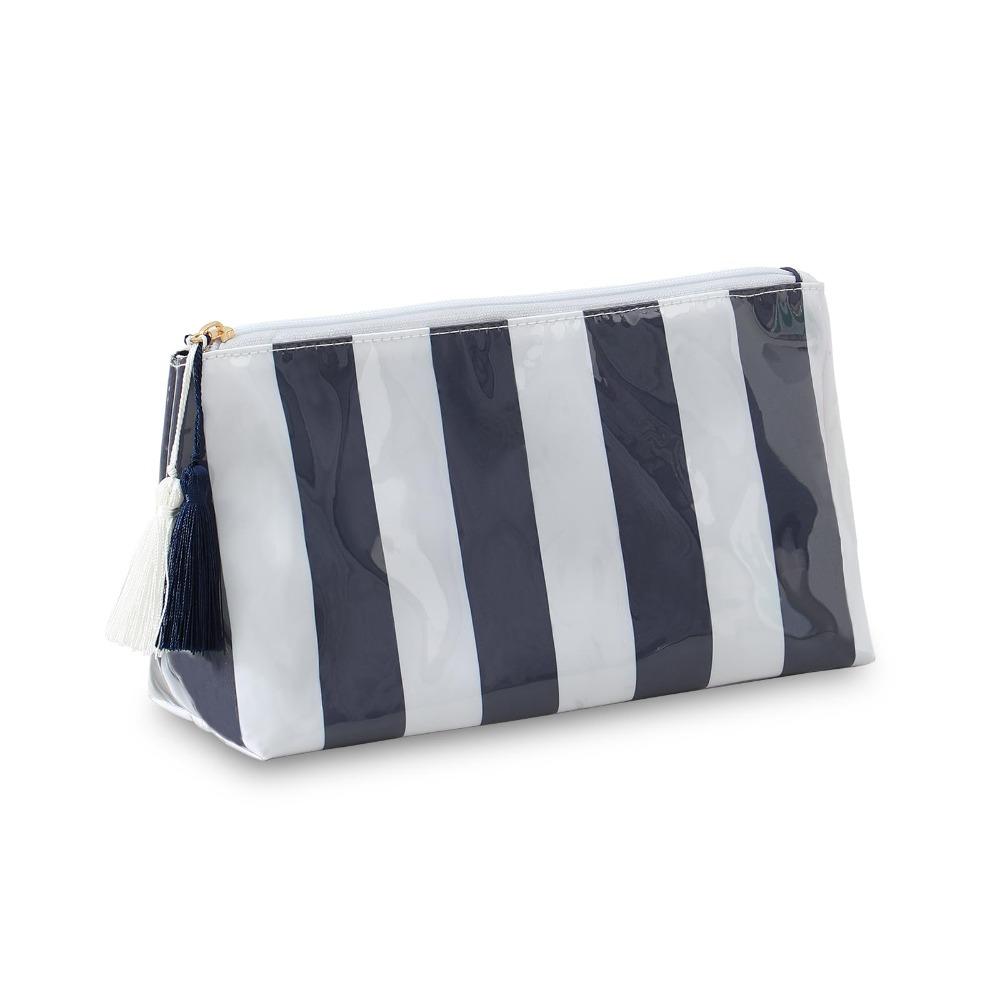 Portable PVC Makeup Bags Large Capacity Striped Wash Bag High Aesthetic Waterproof Purse Bag Travel Use