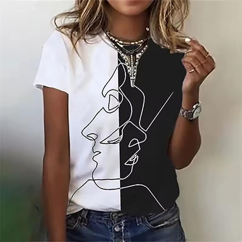 Fashion Music T Shirt Ladies Summer Crew Neck Casual Note 3D Print Funny T-shirts Streetwear Elegant White Black Womens Clothes