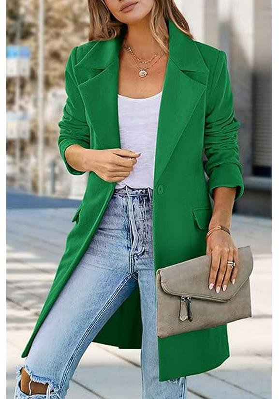 European Autumn Plus Size Woolen Women's Single-Button Cardigan Coat