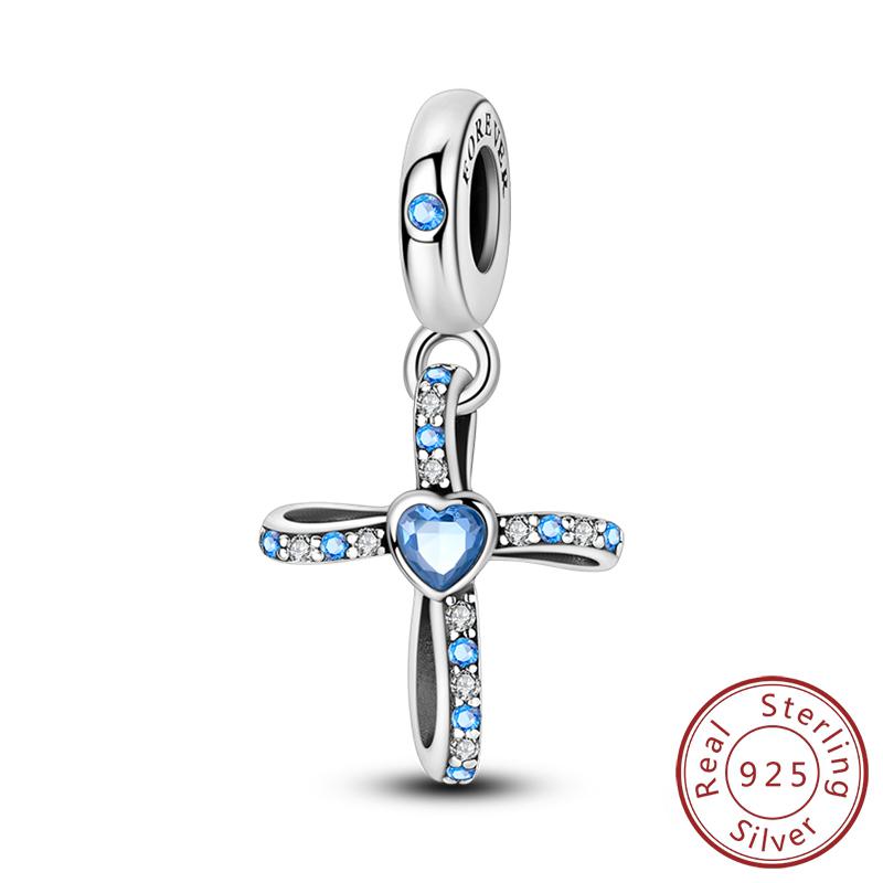 100% Copper Metal Charm Bead Components Bead Components Bible Zircon Cross Jesus Both Hands Pray Compatible With Authentic Original Bracelets High