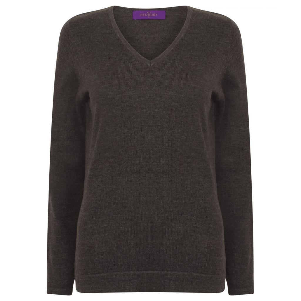 Henbury Womens/Ladies Lightweight V Neck Jumper
