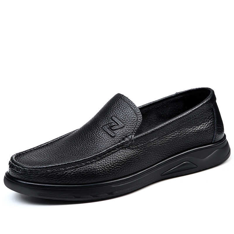 

Весенние туфли Дуду Мужские кожаные туфли на мягкой подошве Нескользящие и легкие Папины туфли Слипоны для вождения 44 чёрный