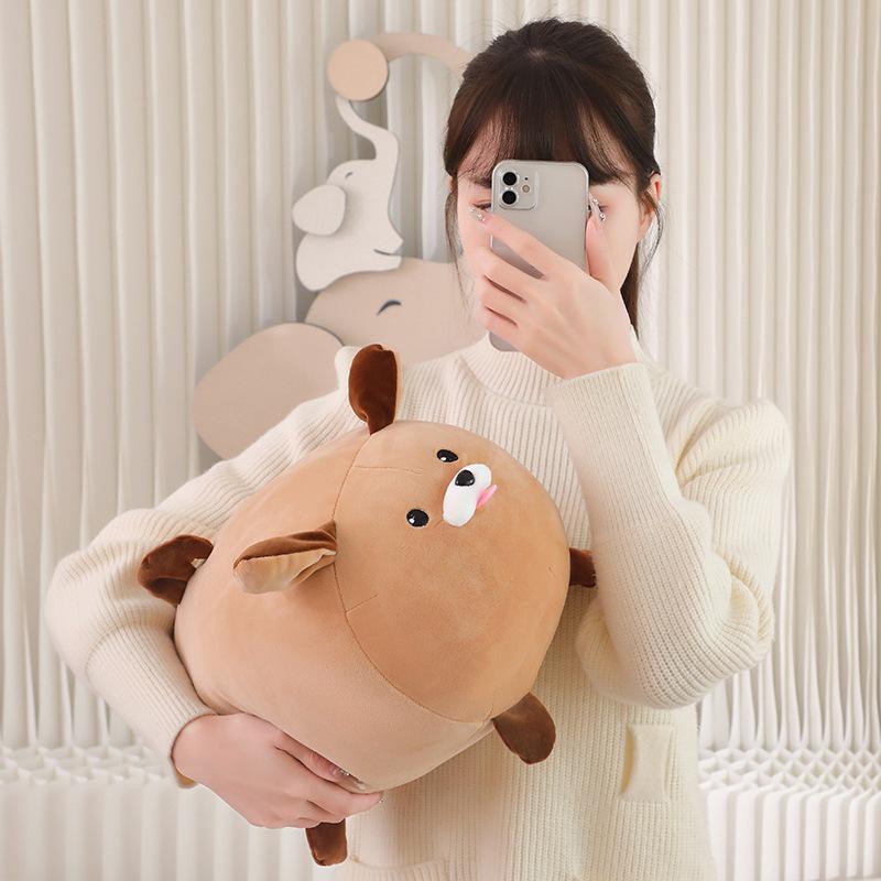 Cute Two-Color Dog Plush Pillow: Soft Animal Hug Cushion