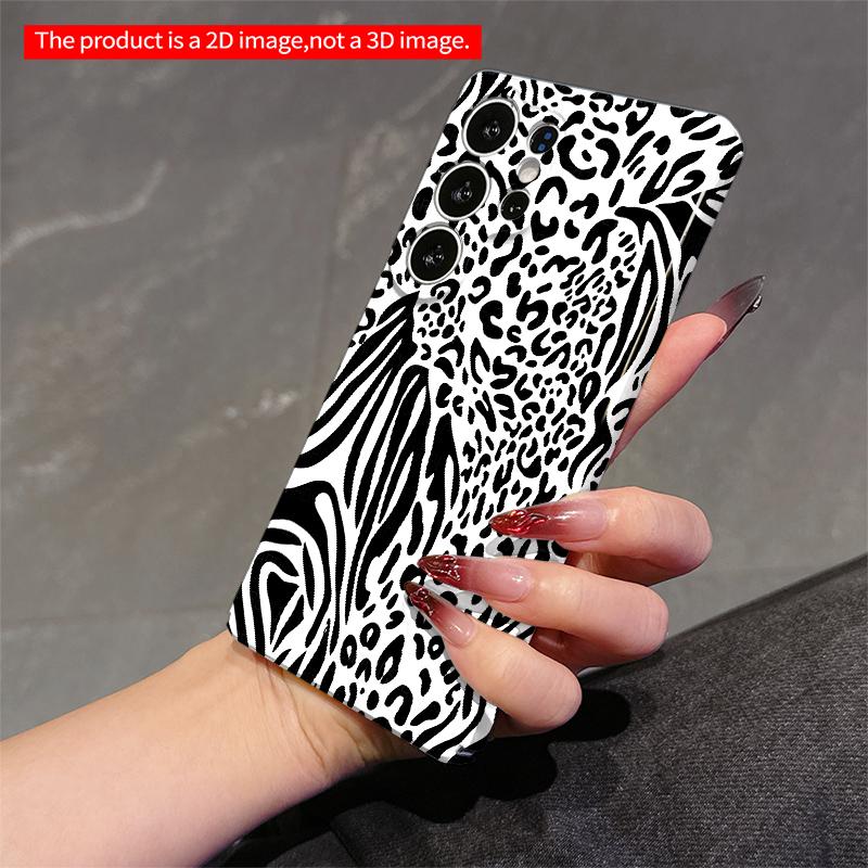 2DFlat Samsung Phone Case Black and White Animal Print Phone Case Applicable To Galaxy S22 S23 S24 S25ULTRA S26 A12 A13 A14 A15 A16