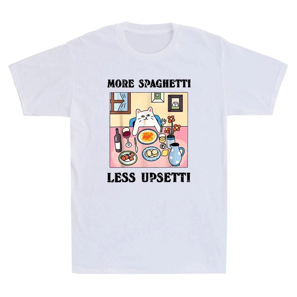 More Spaghetti Less Upsetti Funny Cat Eating Meme Quote Vintage T-Shirt XS