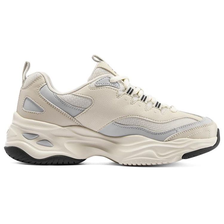 Skechers DLites 4.0 Leather Lace-Up Low-Top Dad Shoes Women Sneaker Natural 896144-NTBK