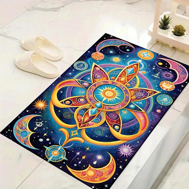 1pc Sun Totem Print, Design Indoor Area Rug - Soft, Anti-Slip, and Durable Gaming Room Decor for Bedroom, Living Room