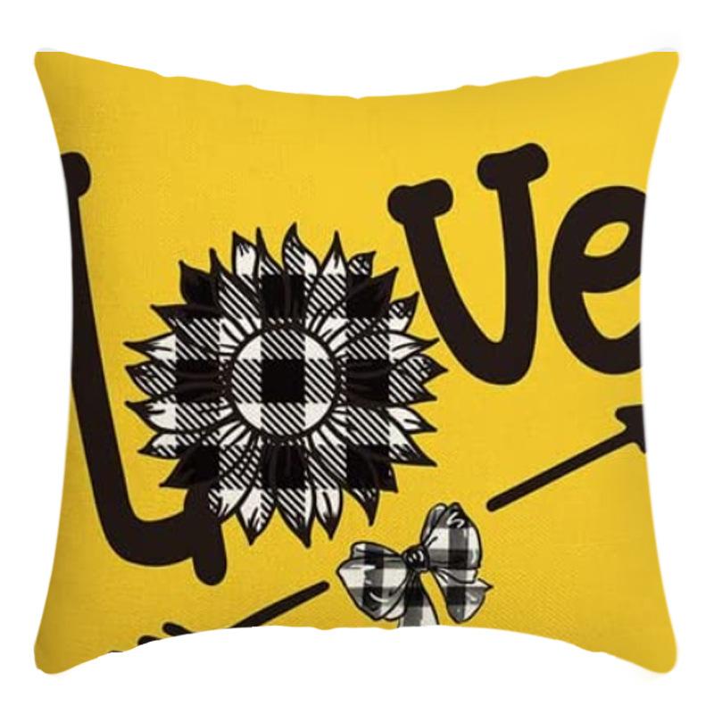 Printed Sunflower Nordic Fresh Home Cotton and Linen Pastoral Style Pillow Living Room Sofa B&B Bay Window Large Cushion Cover