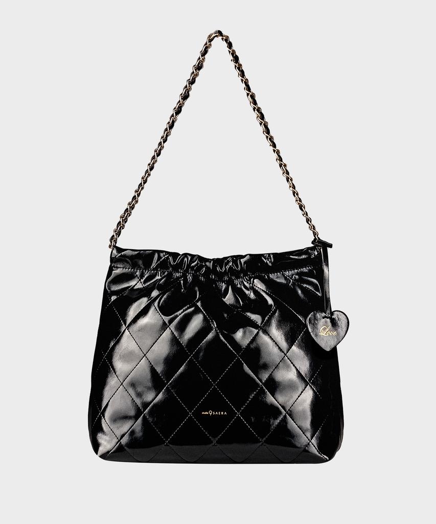 Studio Saera Feminine Quilted 2-Way Chain Shoulder Bag H24H1023 Black