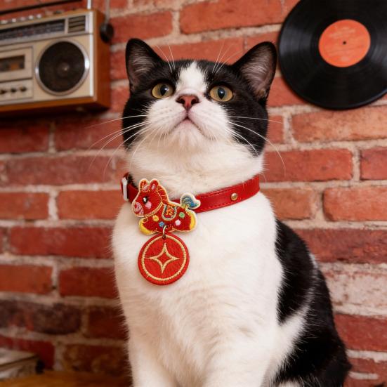 New Year Pet Collar Year of The Horse Embroidered Cat Collar Adjustable Chinese New