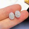 Huitan Dazzling Oval Stud Earrings for Women Full with CZ Fashion Versatile Female Earrings Fancy Gift High-quality Girl Zircon