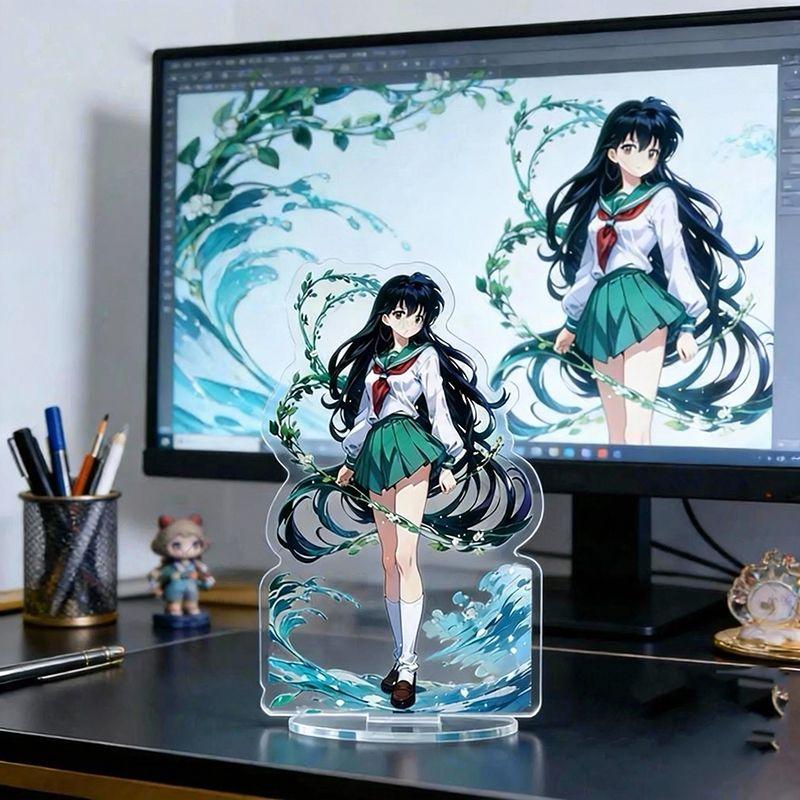 Anime Inuyasha Kikyo Acryl-Ständerfigur Kawaii Schreibtischdekoration Ornament Sammlerstück Anime Merchandise Geschenk für Anime-Fans