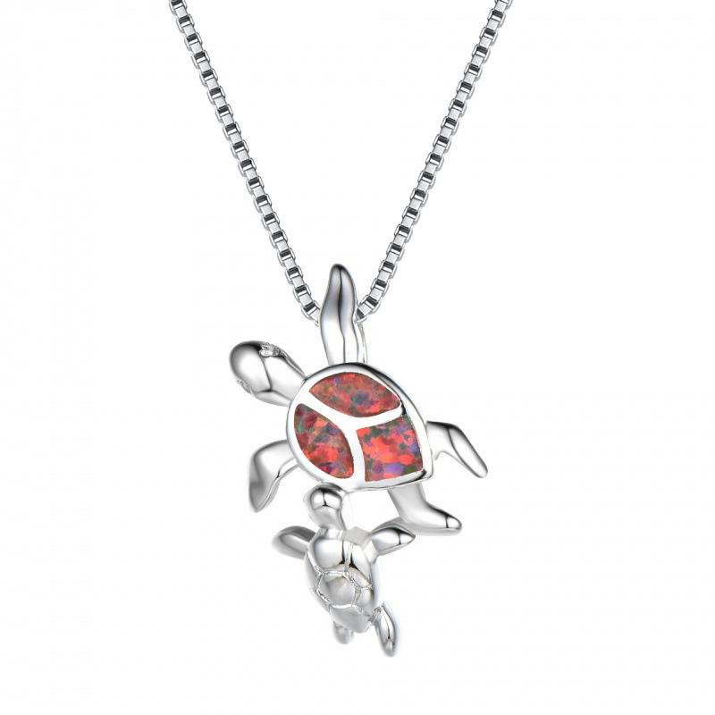 Summer European and American fashion boutique two turtles Opal pendant necklace creative design sense neck chain collarbone chain