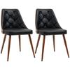 Set of 2 Modern Dining Chairs with Seat Upholstered In Synthetic Leather and Steel Legs 50.5x59x82 Cm Black