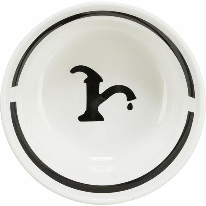 Mangeoire en céramique - TRIXIE - 0,6 l - ø 15 cm - Blanc/Noir - Pour chiens et chats - Taille unique