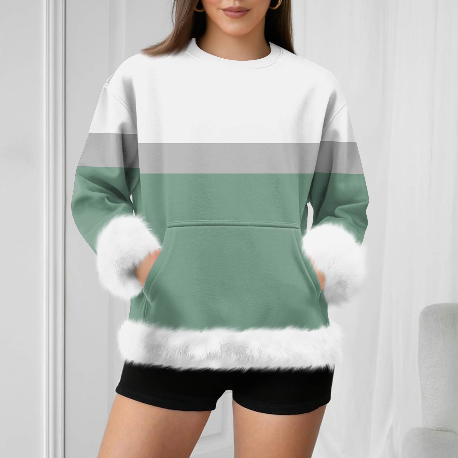 

Женский повседневный модный свитшот с длинными рукавами и принтом в стиле ретро L киноварь