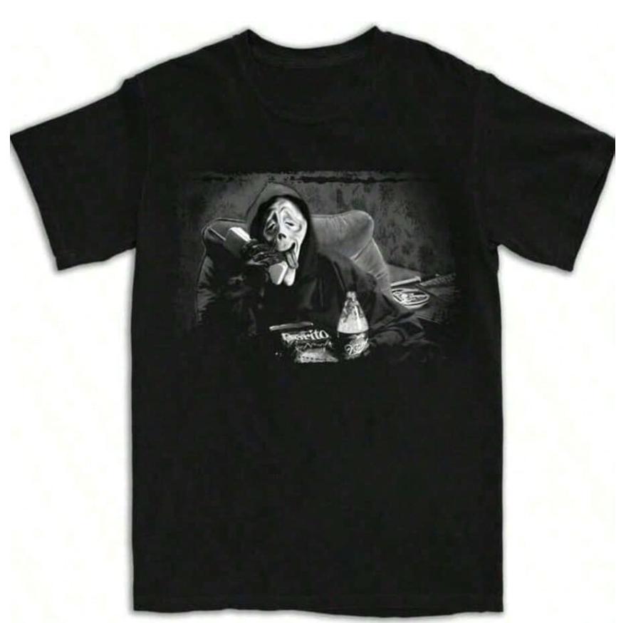 

Summer Black Men s Skull Print 100% Pure Cotton Round Neck Short Sleeved Street Hip-hop Halloween Oversized Breathable T-shirt 4XL