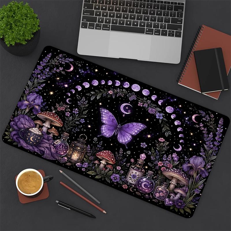 1Pc Purple Fantasy Garden Gaming Mouse Pad Keyboard Desk Mat Non-slip Rubber Lock Edge Waterproof Computer Mousepad for Office Home Decor Ey14