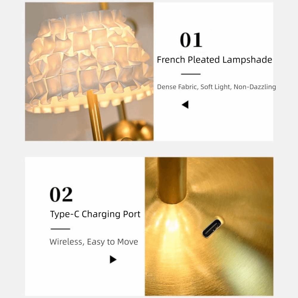 Luxury Rechargeable Small Lamp 3-color Changing Touch Stepless Dimmable Table Bedside