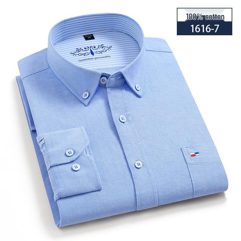 Oxford Men's Long Sleeve Printed Business Shirt - Slim Fit Turn-Down Collar