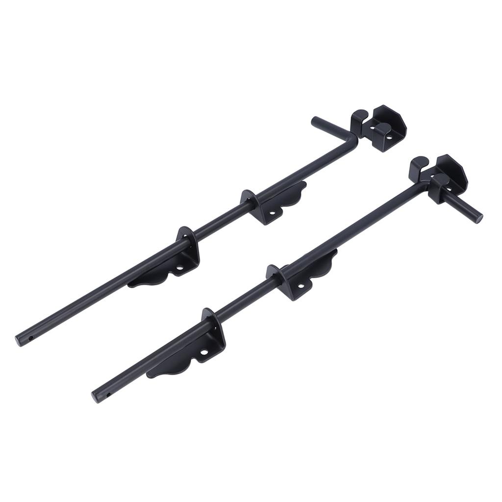 2pcs Door Drop Rod 18 Inch Heavy Duty Solid Steel Black Powder Coated Thicker Gate Ground Latch for for Single Double