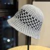 Korean-style solid color knitted hollow fisherman hat for women, new breathable sun protection hat for spring and summer