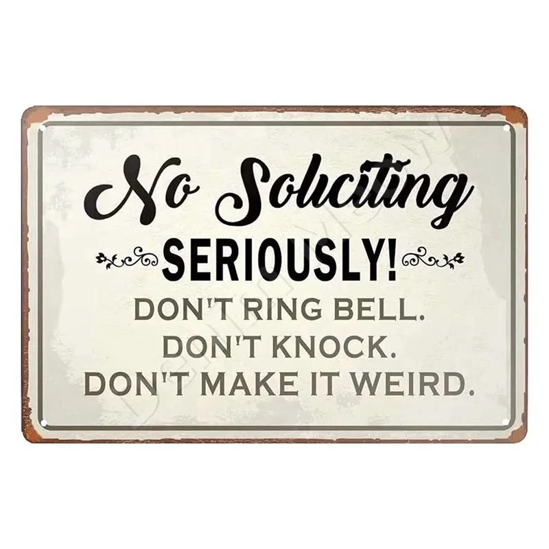 No Soliciting Funny Metal Sign for House Office Shop Decor Please Do Not Knock Or Ring Doorbell Warning Sign Halloween Decor