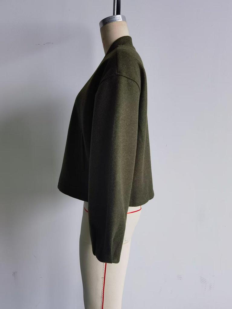 2025 Autumn/Winter Plus-Size Women's Stand-Up Collar Bomber Jacket - European/American Style