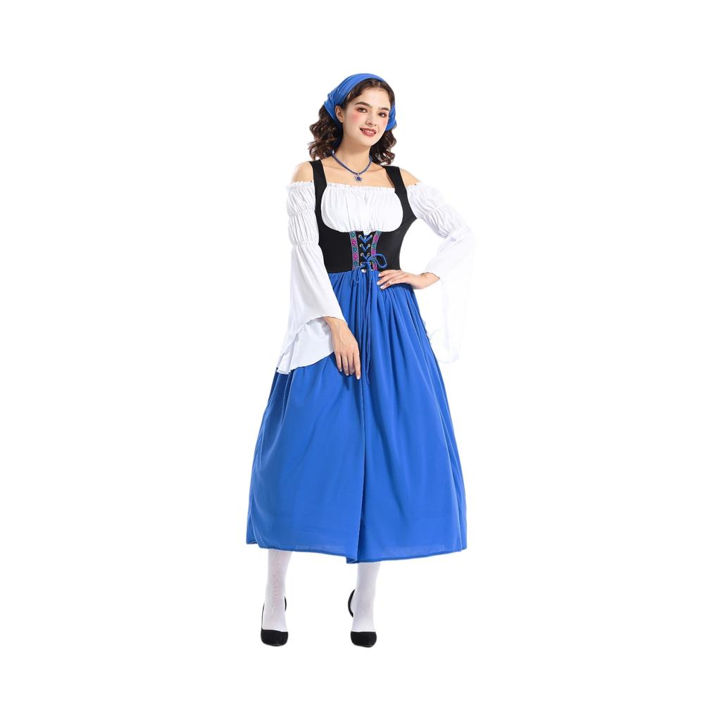 Dámské vintage farmářské šaty jednobarevné patchworkové šaty s dlouhým rukávem